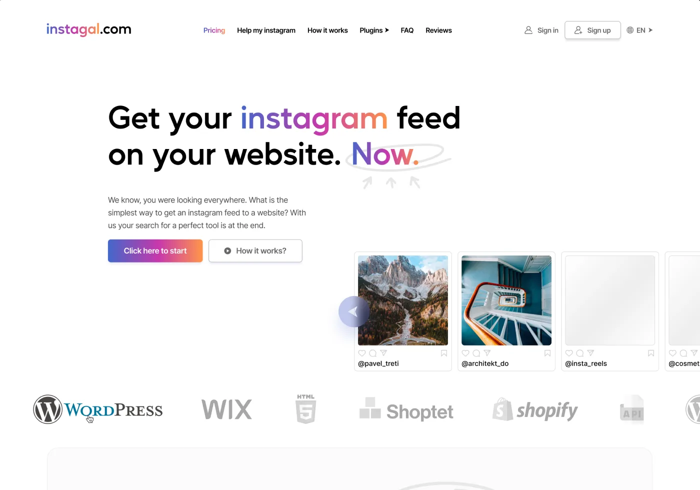 instagal.com - custom app